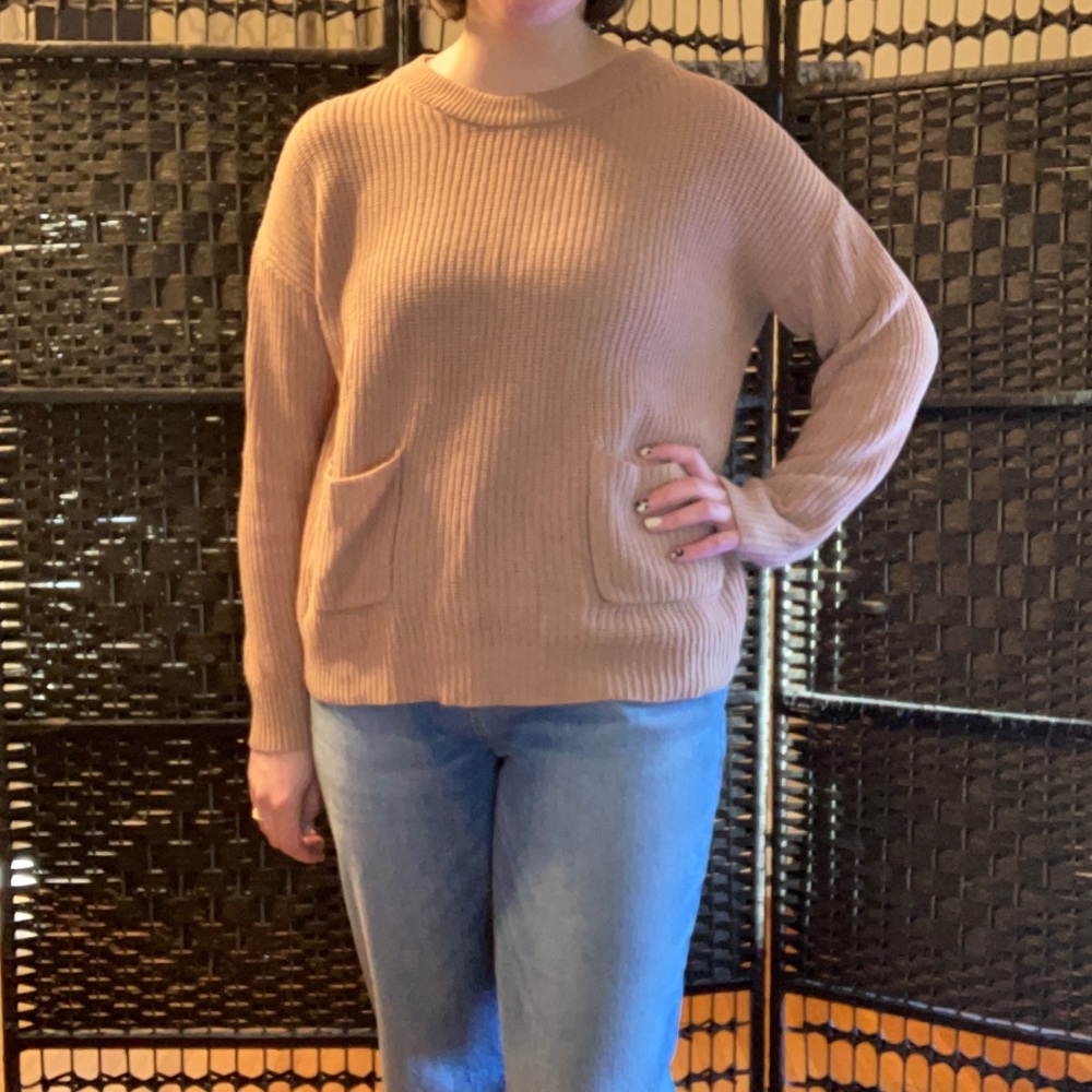 LOFT tan sweater with pockets